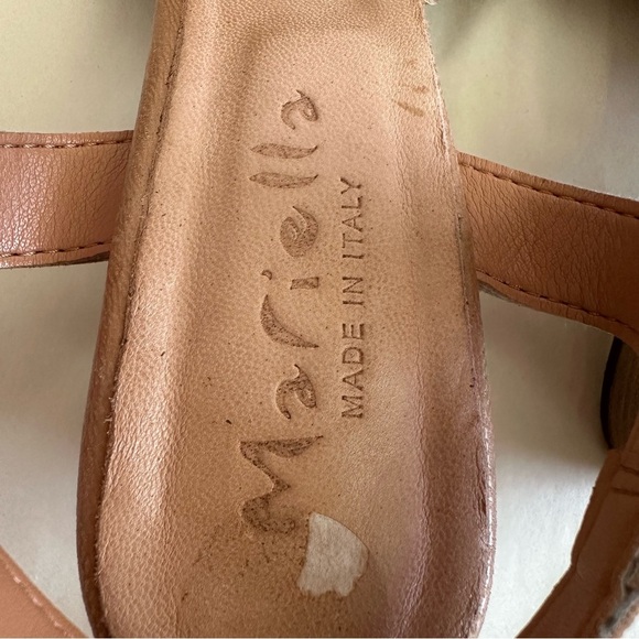 Mariella Boho Sandal Women 8M Ankle Strap Block Heel Leather Woven Italy Comfort - Picture 2 of 10